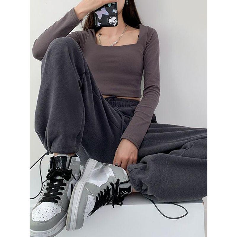 Solid Loosecasual Lace-up Lounge Pants Pure Color Loose Casual Lace up Sweatpants