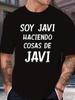 Men's Funny Spanish Soy Javi Graphic Tee - Casual Short Sleeve T-Shirt with Bold Text Print, Relaxed Fit & Spanish Phrase, Comfortable Breathable Sh