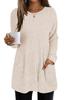 Women's Crew Neck Long Sleeve Knit Tunic Loose Fit Elegant Casual Solid Color Pocket Long Top Fall Pullover Shirt
