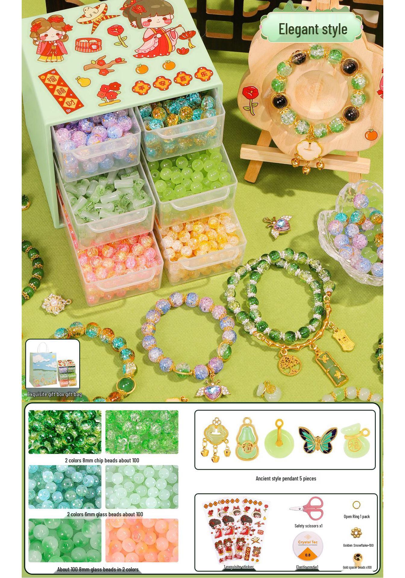DIY Glass Crystal Bead Bracelet Kit for Girls - Handmade Necklace Crafting Set