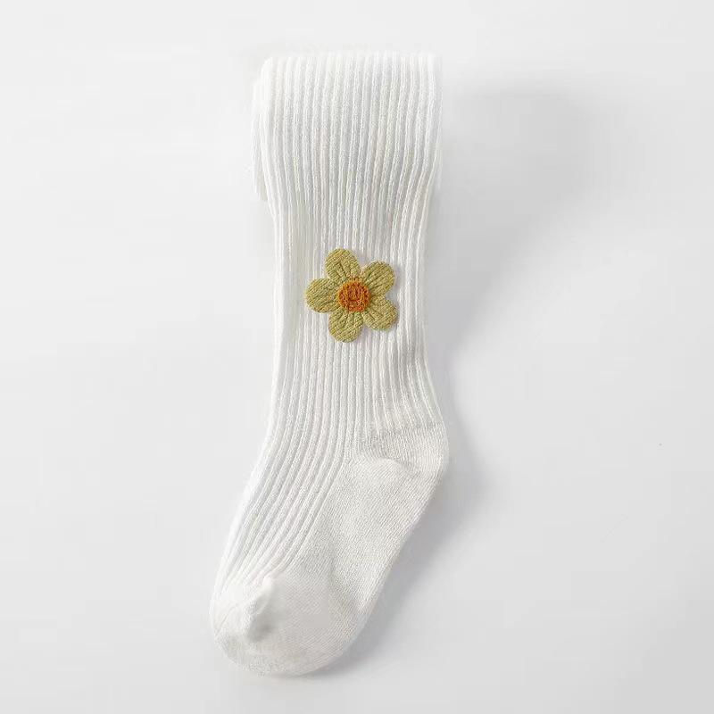 "Children's Embroidered One-Piece Pantyhose for Girls (0-4 Years) with Baby Foot Socks"