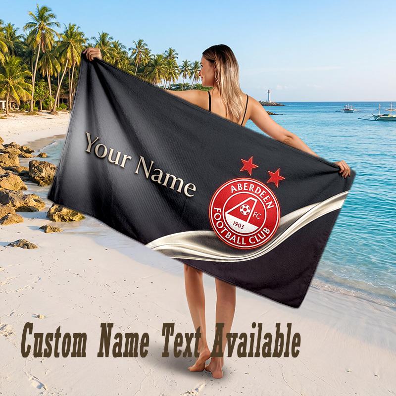 Aberdeen FC Design Beach Towel Custom Text Large Towel for Beach Vacation