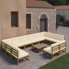 Day and Night - Day and Night Garden Furniture Set 13 Pieces Honey Brown Pine Wood Cushions