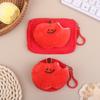 Cute Red Fruit Plush Coin Purse Mini Zipper Pouch With Keychain Cartoon Fruit Wallet For Earphones Coins Bag Charm Gift