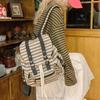 New Y2K Korean Striped Drawstring Backpack Fashion Women'S Kpop School Bag Rucksack Large Capacity Versatile Knapsack Travel Bag