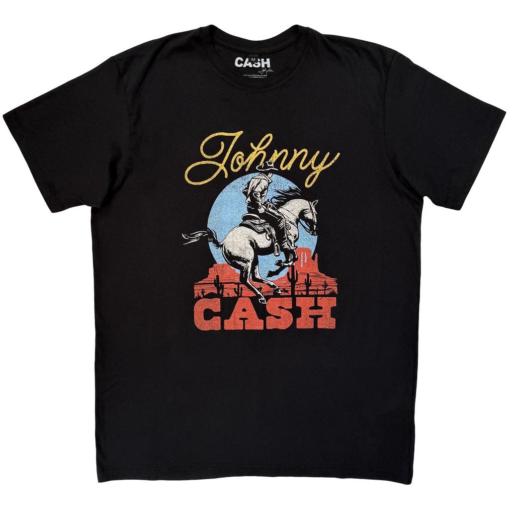 Johnny Cash Unisex Carbon T-Shirt Cowboy Black (2XL)