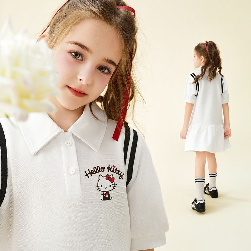 Hellokitty 2024 Summer New Fashionable and Casual Dress for Girls White Size 110