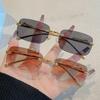 Protective Glasses 12pcs Brand Leopard Rimless Rectangle Sunglasses Fashion Y2K Frameless Sun Glasses Shades for Women Men UV400