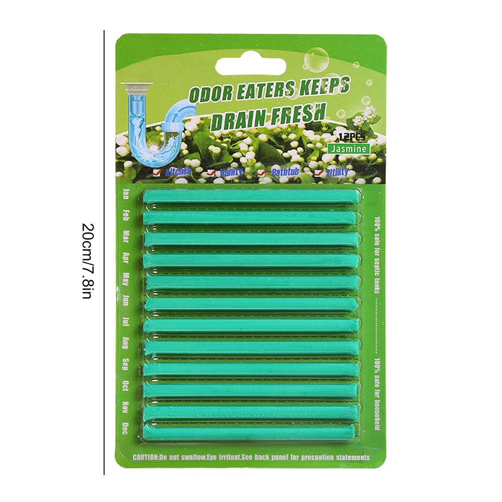 12Pcs Drain Cleaner Sticks Pipe Drain Sticks Sink Cleaner Enzyme Opener Unclogger Tool Deodorizer For Pipe Sinks Shower
