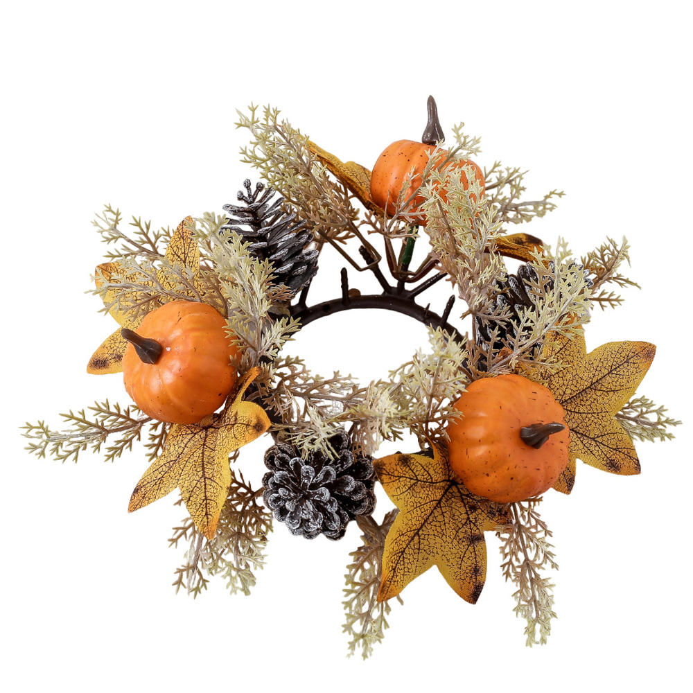 Thanksgiving Wreath Halloween Dark-Style Candle Wreath Candle Holder Wreath Halloween Decorations Table Top Decorations