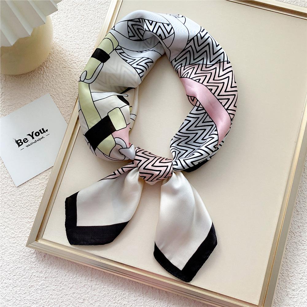 Modischer Dekorationsschal, Haarband, Krawatte, 70 cm, kleiner quadratischer Schal, Seidenschal, Damen, Frühling und Herbst, vielseitiger kleiner Schal, professioneller Schal