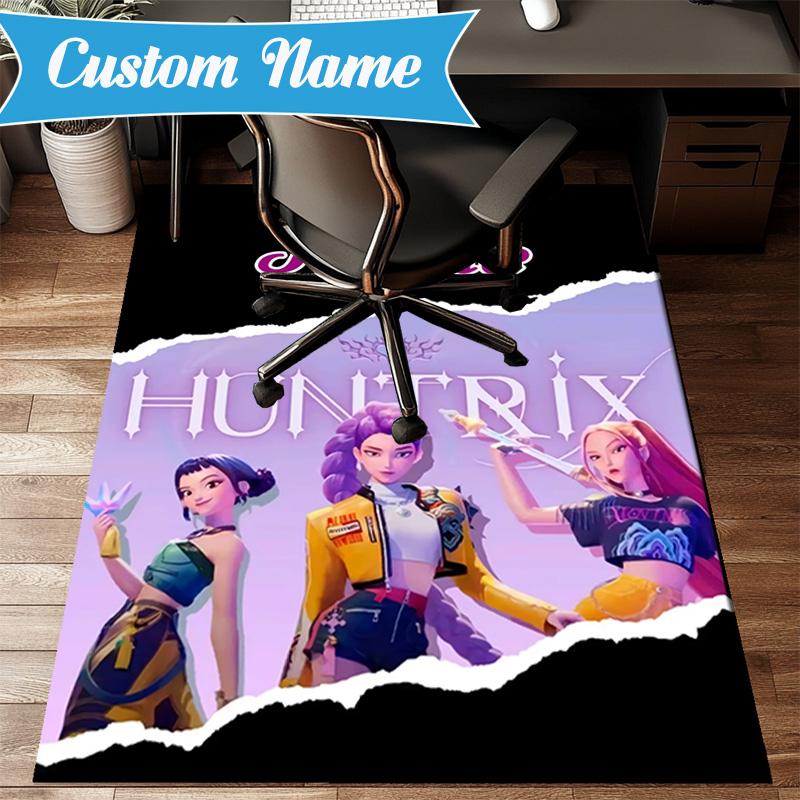 Custom Name Powerful KPop Fashion Rug for Living Room, Game Rooms, Office, Bedroom, Floor Mat Playful Design, Fan Gifts Christmas Decor