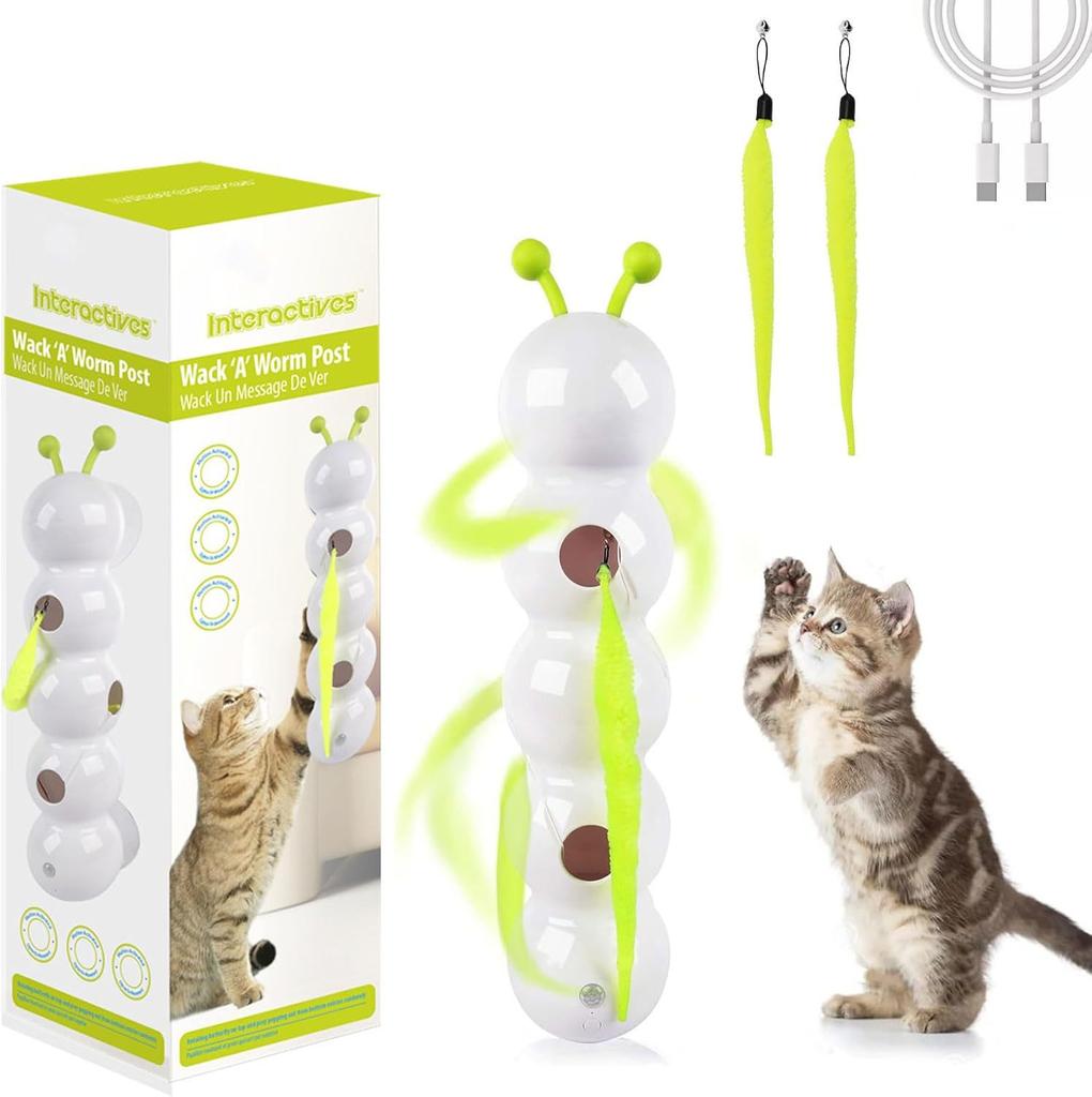 Intelligent Interactive Cat Toy Mobile Activation Wake-Up Earthworm Pole Toy with Tail Automatic Popping Hole Interactive