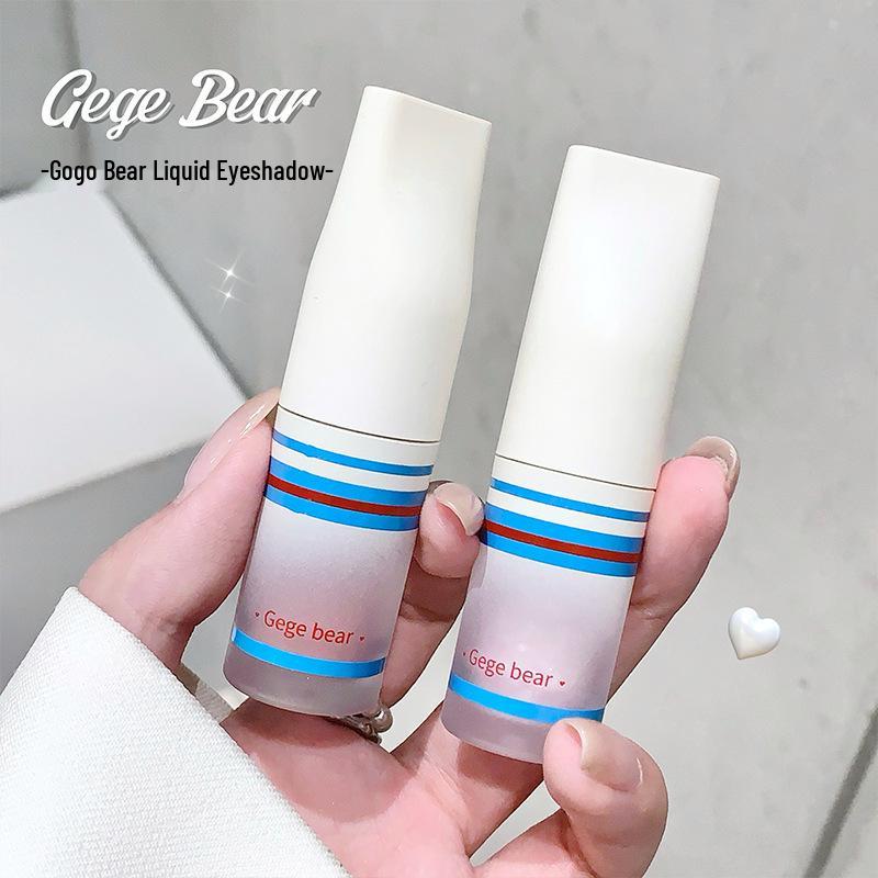 Gege Bear Liquid Eyeshadow - Subtle Shimmer, Low Saturation, No Smudge, Student-Friendly.