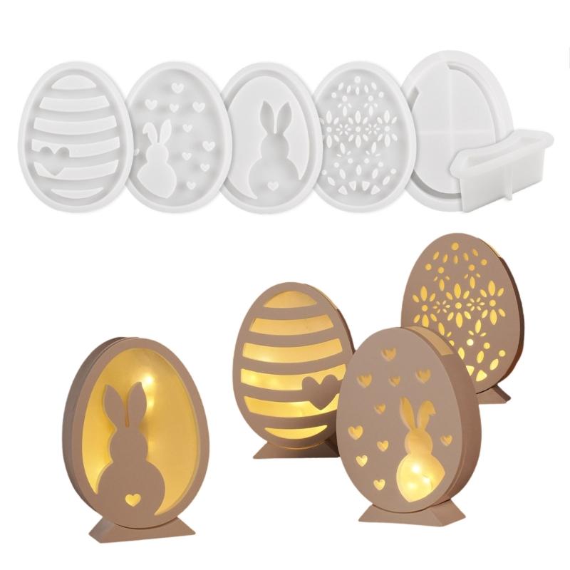 Easter Eggs and Rabbit Lantern Silicone Molds Table Decorative Ornament Mold for Crafting Ornament and Home Decors