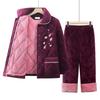 Pijamale din bumbac cu trei straturi pentru vârsta mijlocie și vârstnici Mame Toamna și Iarna Haine groase de iarnă Bunica Caldă Fleece Coral Set Haine de Casă
