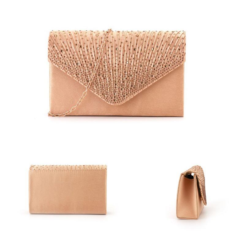 Women Fashion Elegant Clutches Trend Rhinestone Chain Shoulder Bag Party Banquet Dress Matching Evening Bags Female Handbags