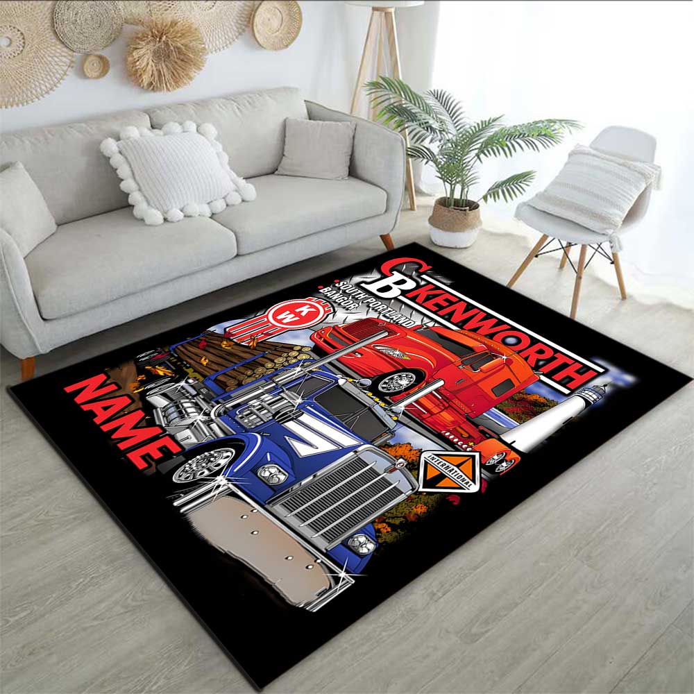 Truck Racing1 Customize your name rug, office chair cushion, home bedroom living room gift.