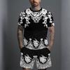 Men Vintage Floral Mandala Print Short Sleeve Top And Matching Knee Shorts Two Piece Outfit