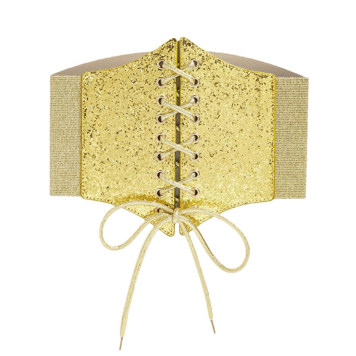 

Блестящий пояс Широкий эластичный Эластичный Декорация на талию С платьем Рубашкой Внешний ремень Пояс Серебристый