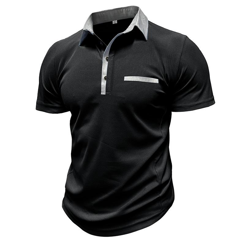 

Men s Short Sleeve Polo Shirts 4-Button Casual Slim Fit Basic Stretch Work T-Shirts Summer Breathable Athletic Workout Collared Golf Tops for Male XXXL чорний