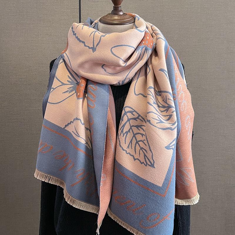 Damen-Schal mit Blumen-Quaste, Schal, Wickelschal für