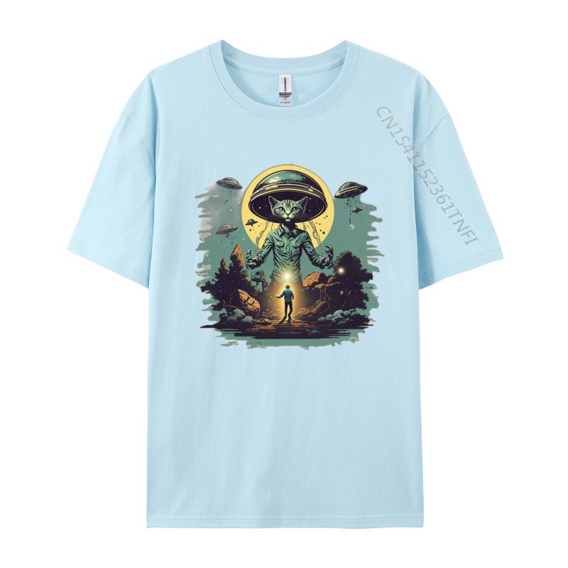 Alien Landing Tshirt Six Flying Saucers Invasion Top Tshirts Tops Shirts Fashionable Graphic T Shirts Men Cotton