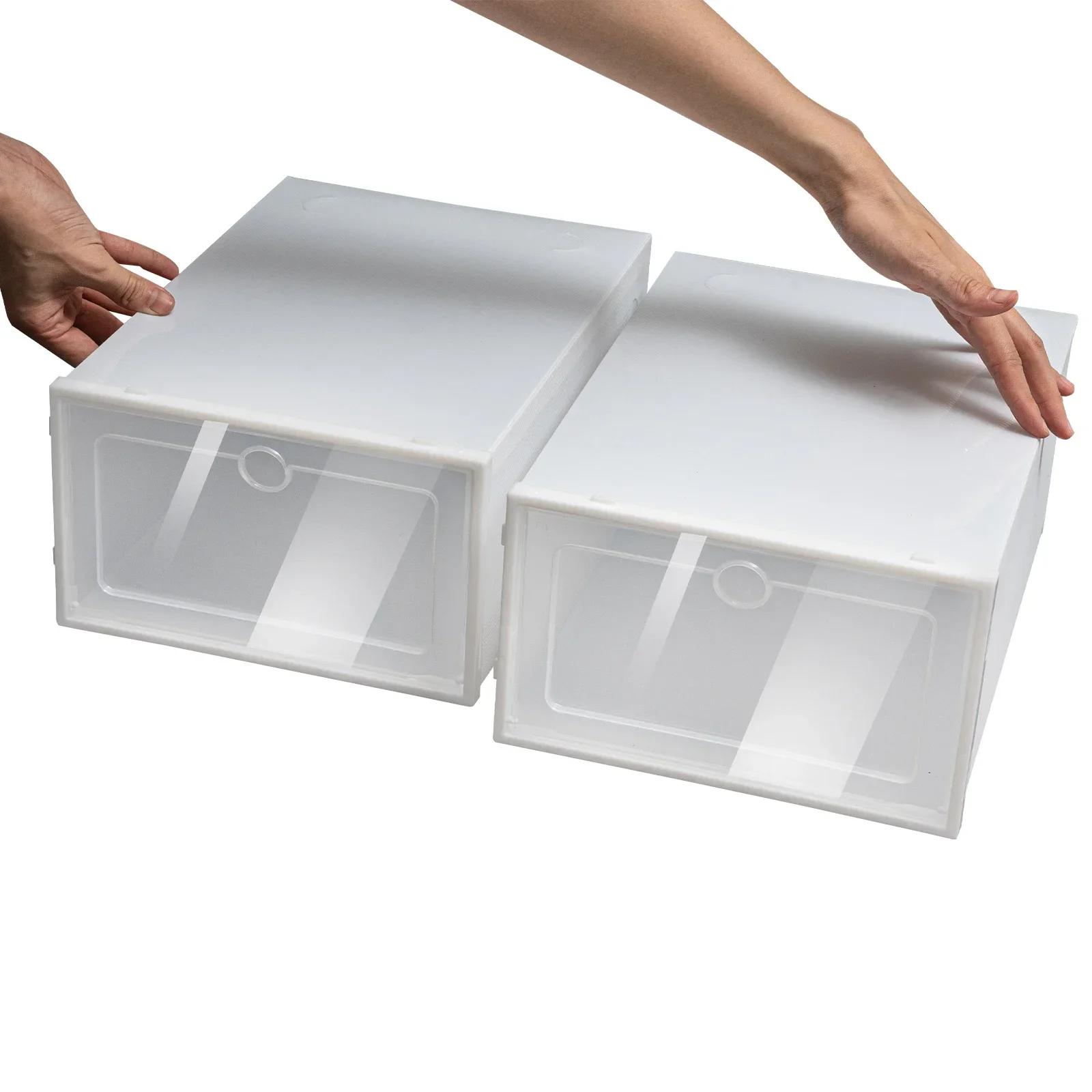 

24-Pack Shoe Storage Boxes - Clear Plastic Foldable and Stackable Shoe Organizer Bins for Closet and Bedroom