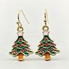 Sparkling Christmas Tree Beaded Hook Earrings: European & American Drip Oil with Glitter