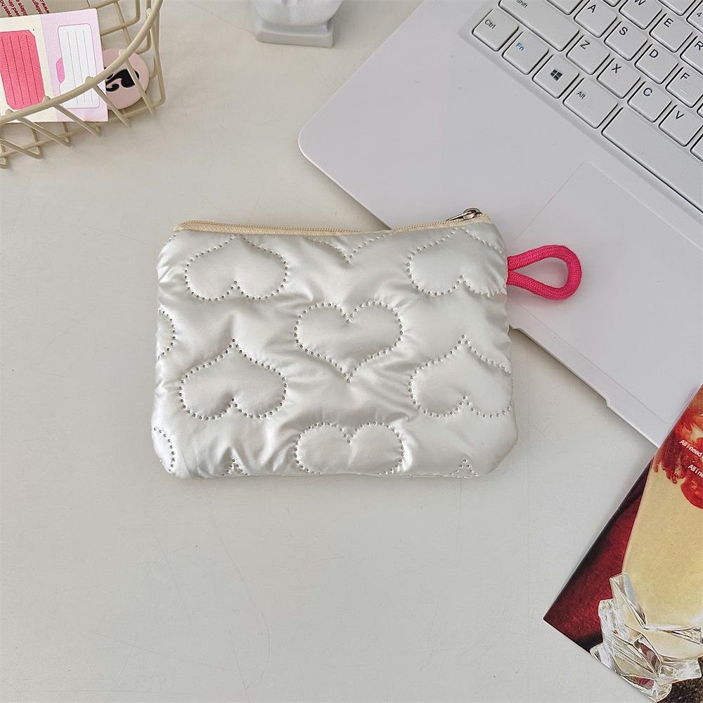 Silver Bow Pattern Coin Purse Women's Earphone Coins Keys Wallet Organizer Zipper Pouch Cosmetic Bag New