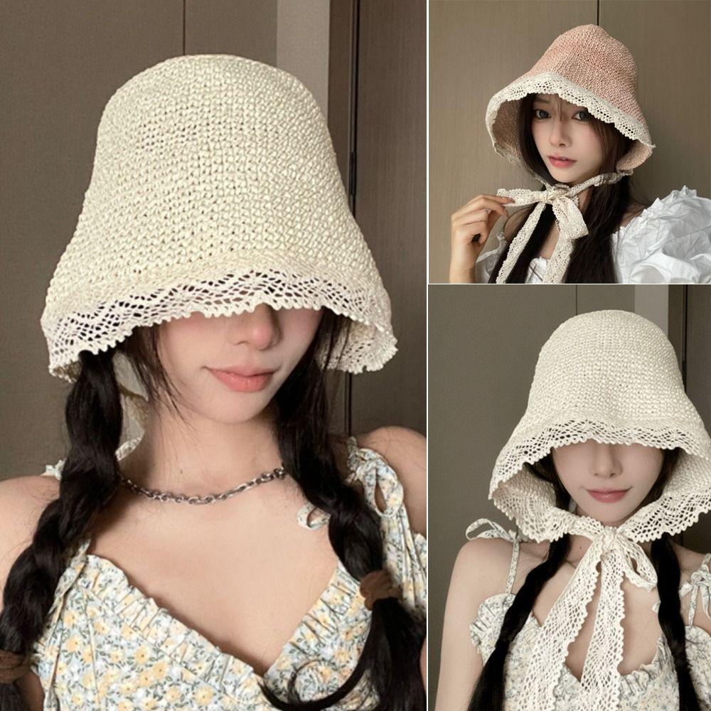 Large Brim Straw Hat Sun Protection Sunshade Hat New Straw Sun Visors  Women Girls