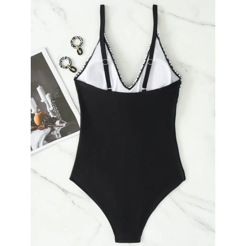 2025 Swimming Suit for Women One Piece Swimsuit Plus Size Swimwear Sexy Deep V-neck Bodysuit Bikini Thong Monokini Bathing Suit