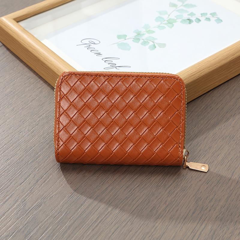 Woven Women'S Wallet Short And Simple Card Bag Zipper Coin Purse