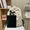 Corduroy Backpack Large Capacity Bow Print Backpack Student Schoolbag