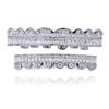 Fashion Eight Tooth Brass Grillz Hip Hop Bling Iced T-Square Zircon Gold Plated Jewelry for Party