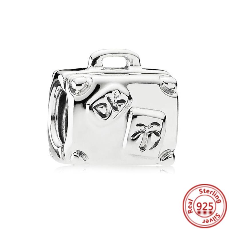 925 Copper Shopping Bag Suitcase Passport Handbag Camera Love Travel Life DIY Beads Fit Original Pantaro Charms Bracelet Zircon