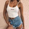 Sexy Honey Letter Embroidery Tank Top Women Bare Midriff Backless Camis Crop Tops Female Sleeveless Cropped Vest Tube Top