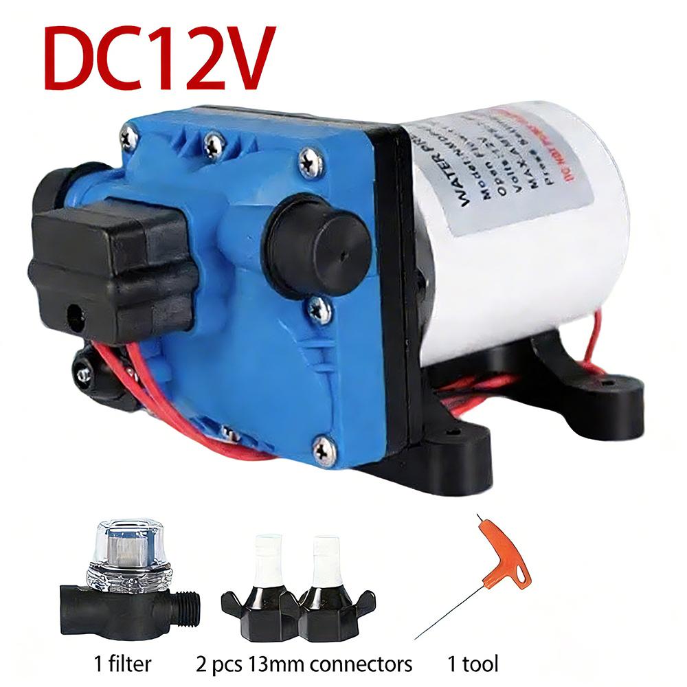 RV Water Pump - 12V/24V Self-priming Booster Pump - Horizontal Marine DC Miniature Electric High-pressure Diaphragm Pump
