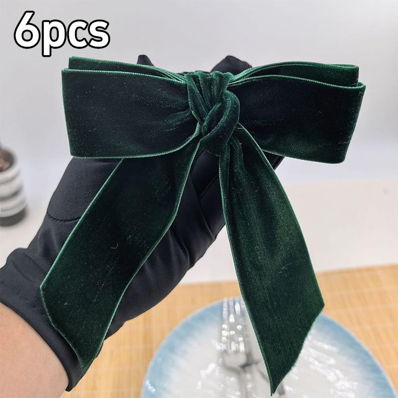6 szt. Czerwono-zielone Pierścienie na serwetki Świąteczne Eleganckie Aksamitne Węzełki Na Kolacje Wigilijne Wesela Święta Domowe Uchwyty na Serwetki
