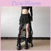 Romantic Rose Leaf Lace Midi Skirt With Asymmetric Hem For Summer Fashion