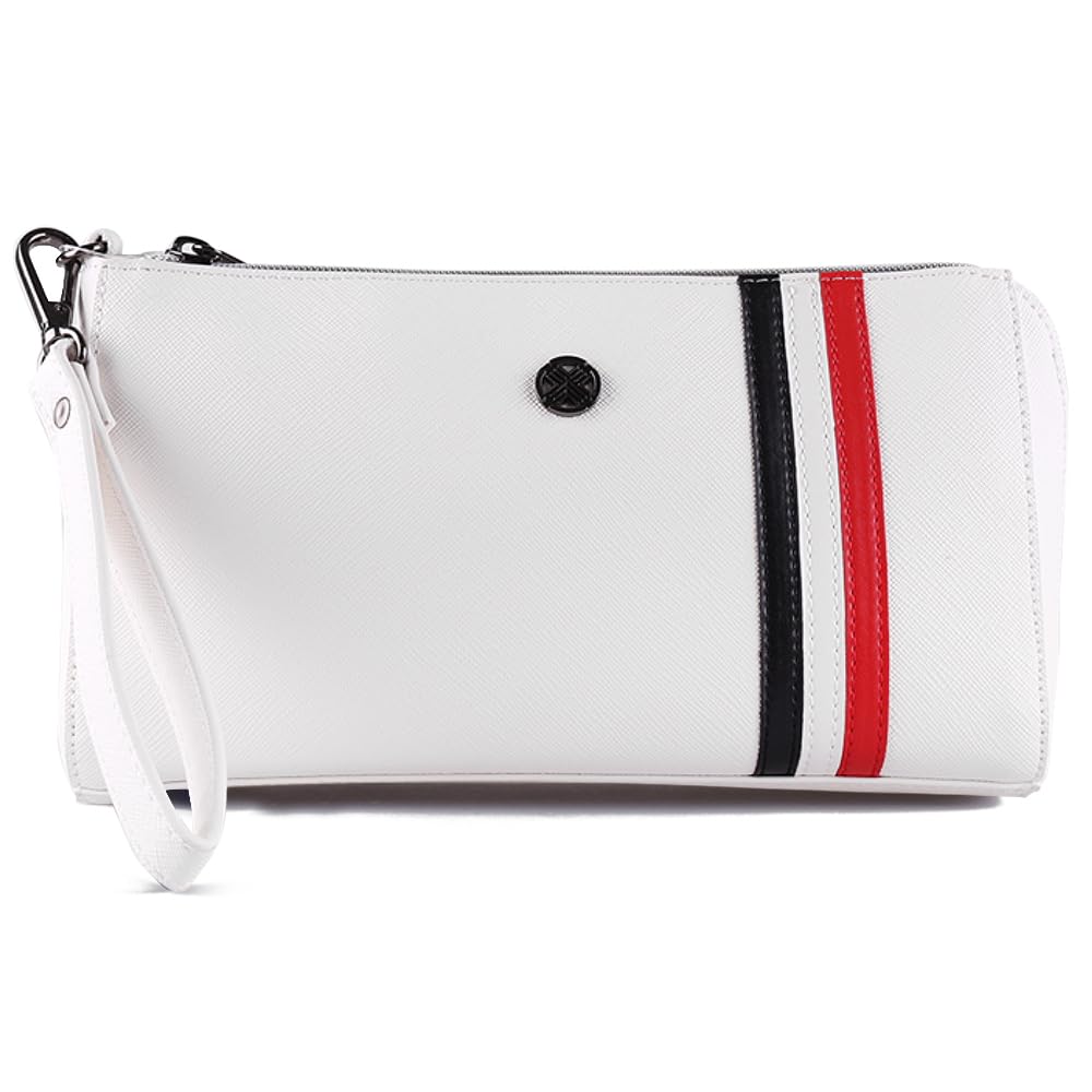 

Golf Pouch Round Bag Stylish Wide Storage Strap Accessory Case Golf Equipment [TECH SKIN] (White) белый