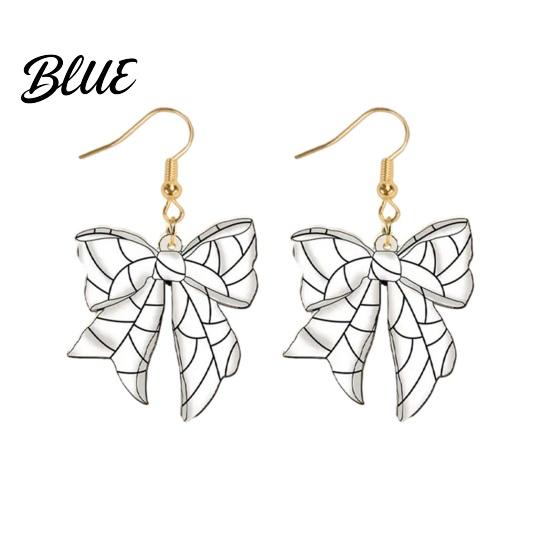Women Earrings 1 Pair Sports Ball Bow Hook 2D Acrylic