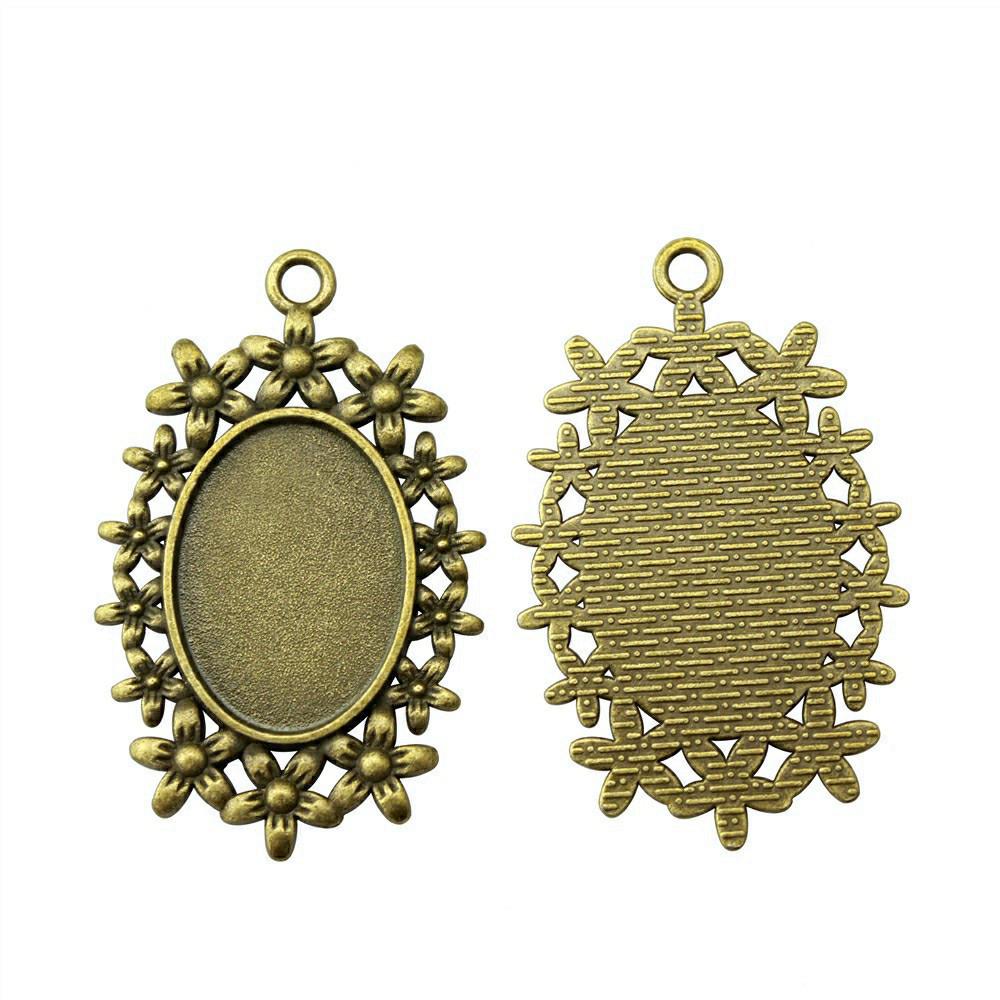 Oval Bezel Pendant Setting With Bail Fit 18x25mm Cabochon Blank Bases Tray