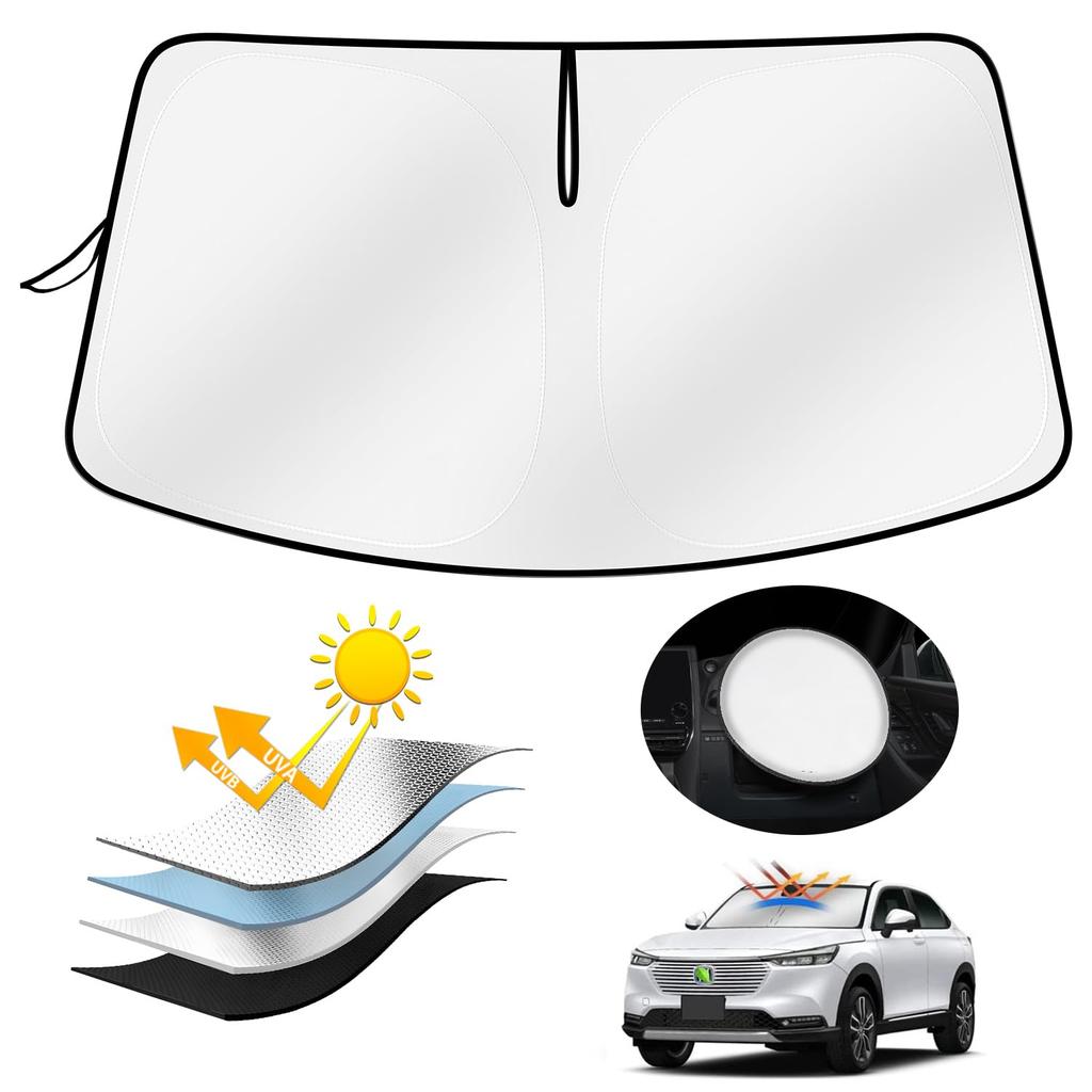 AUTO SPEC Front Sunshade for Honda New Vezel RV Blackout Front Designed for April 2021 and UV Sun Heat Easy Installation and Includes Storage Interior
