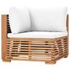 Garden Corner Sofa with Cream Colored Cushions Solid Teak Wood