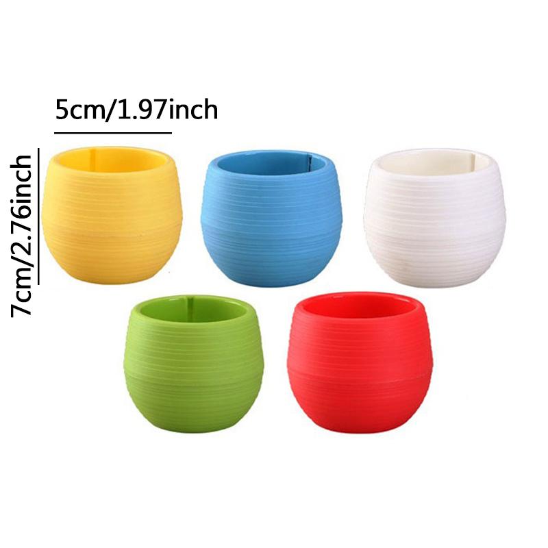 5PCS Mini Flower Pots Candy Colour Round Plastic Plant Pot with Drainage Holes Succulents Pot Garden Home Office Decoration ZYF