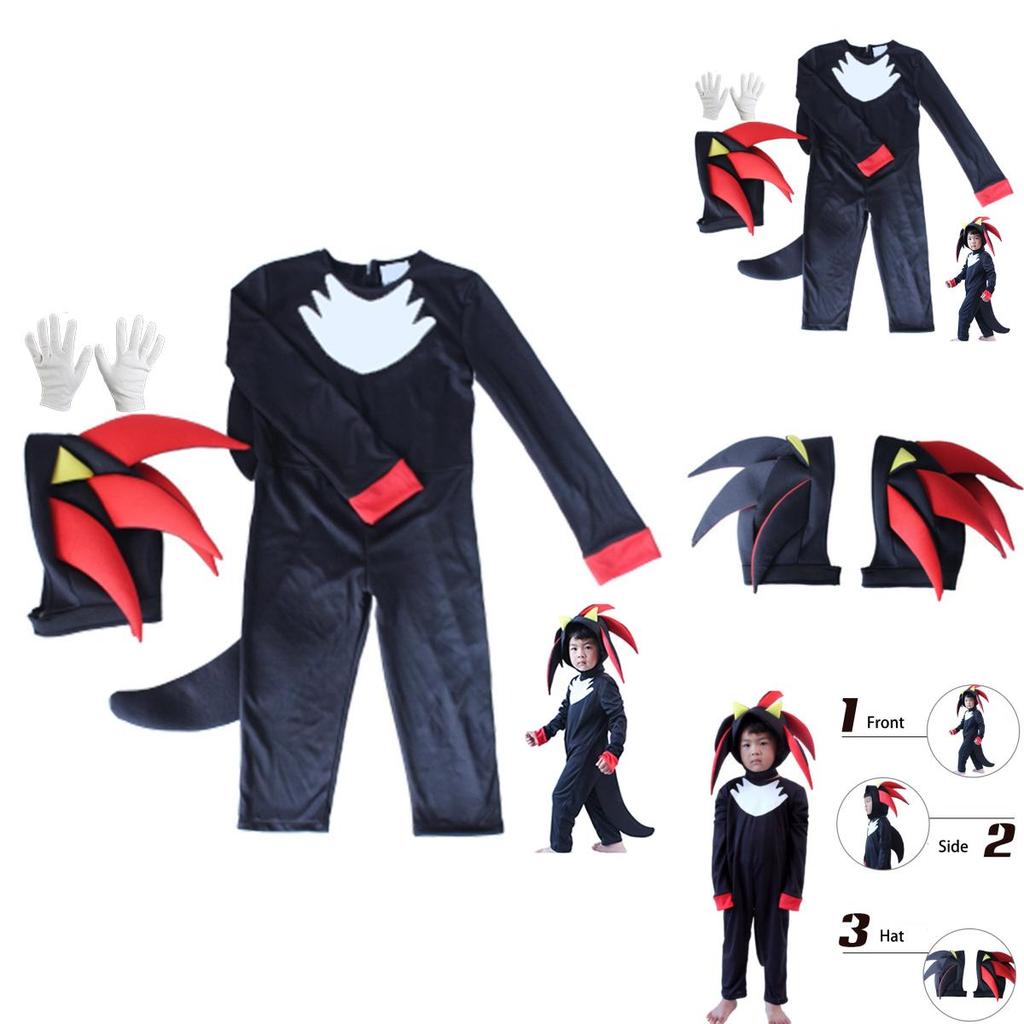Sonic Cosplay Jumpsuit Halloween Kostüm für Kinder mit atmungsaktivem Stoff
