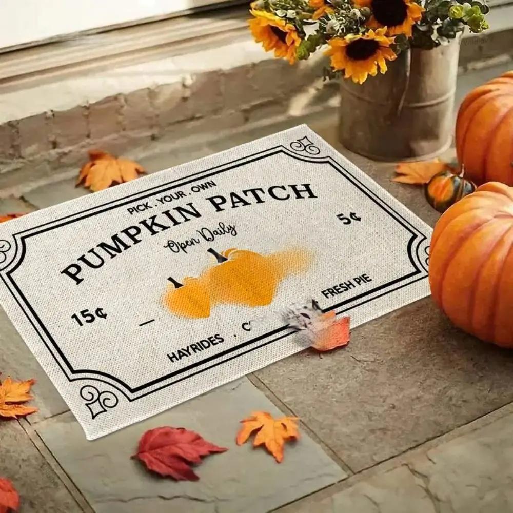 Herbst/Winter Thanksgiving Fußmatte, Eingangs-Willkommensmatte, Kürbis-Dekorativer Teppich, Fleckenabweisend und Langlebige Heimdekoration