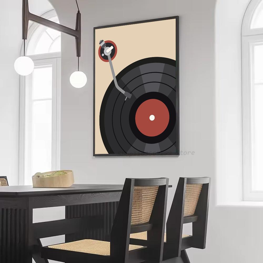 1pc Nordic Vintage Vinyl Records Poster Self-adhesive Art Waterproof Paper Sticker Coffee House Bar Room Wall Decor