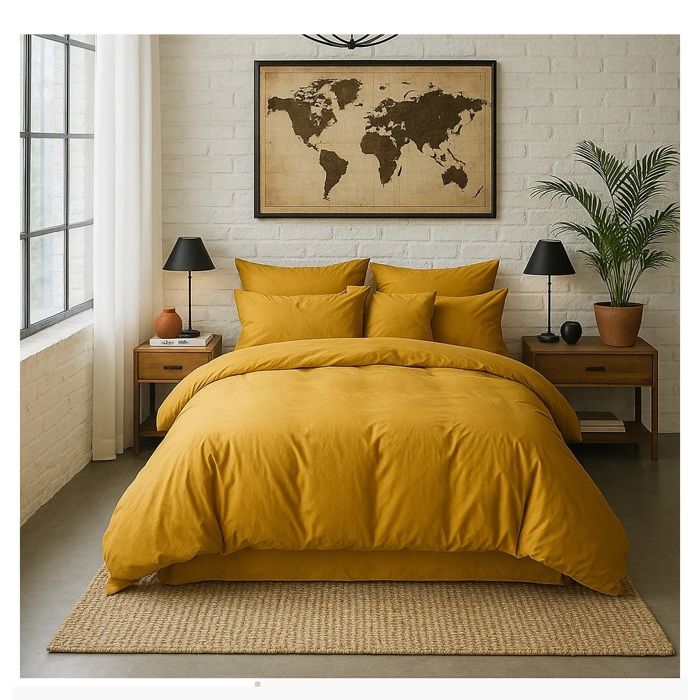 Housse de couette 220 x 240 cm jaune moutarde